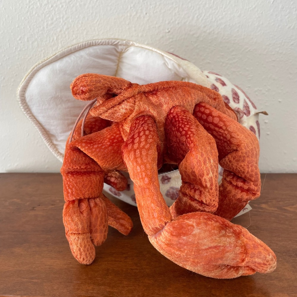 Folkmanis Puppets 12" Hermit Crab Hand Puppet Spotted Pattern Shell Orange Crab - Picture 6 of 15
